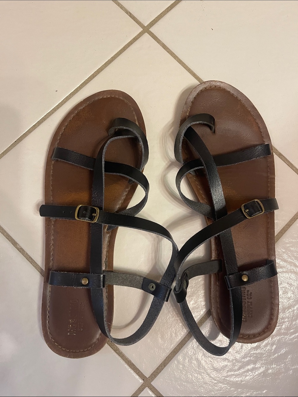 Mossimo Supply Co. Black Strappy Leather Sandals